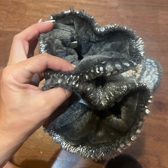 Candies Gray Silver Metallic Snake print Bootie Slippers Size 11 XL - Picture 6 of 9